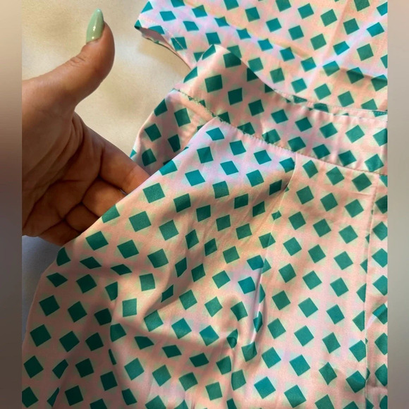 Princess Polly Jordy Blouse Pant Set Revolve Allover Green Barbie Pink - Picture 3 of 12